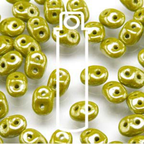 Super Duo 2.5mm x 5mm - DU0553410-14400 - Opaque Green White Luster - 22.5gm Tube
