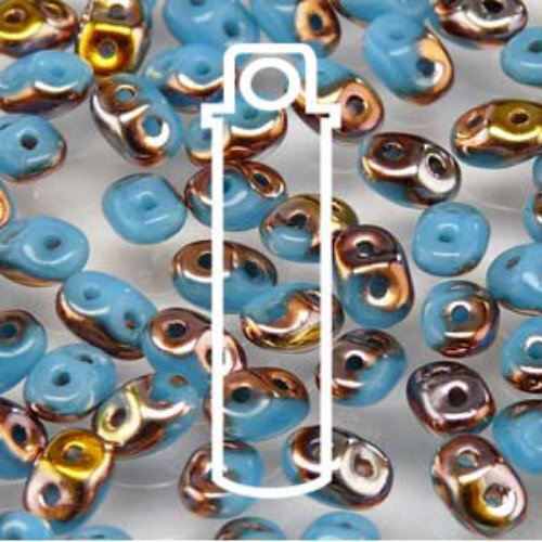 Super Duo 2.5mm x 5mm - DU0563030-27101 - Turquoise Blue Capri Gold - 22.5gm Tube