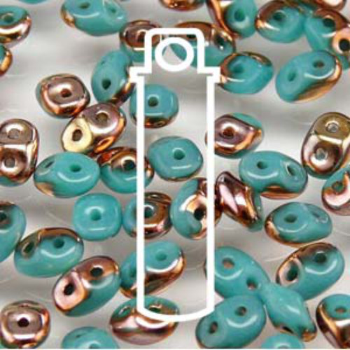 Super Duo 2.5mm x 5mm - DU0563130-27101 - Turquoise Green Capri Gold - 22.5gm Tube