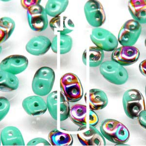 Super Duo 2.5mm x 5mm - DU0563130-28101 - Turquoise Green Vitrail - 22.5gm Tube