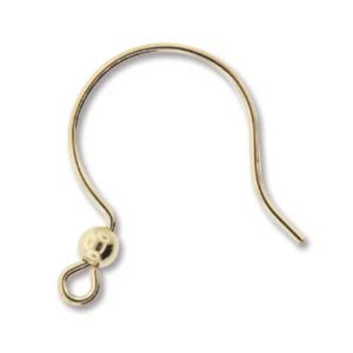 Round Ear Wire with 3mm Ball - Pair - GF14107