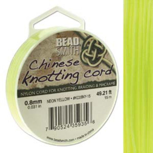 Chinese Knotting Cord Neon Yellow - 0.8mm - 15m - KC08NY-15