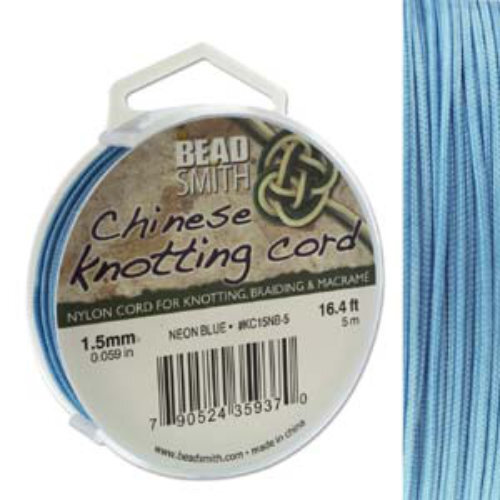 Chinese Knotting Cord Neon Blue - 1.5mm - 5m - KC15NB-5  (Discontinued)