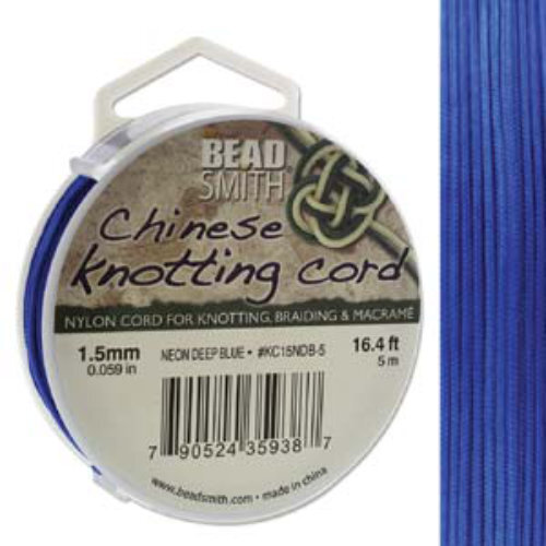 Chinese Knotting Cord Neon Deep Blue - 1.5mm - 5m - KC15NDB-5