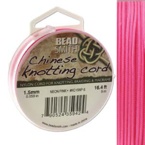 Chinese Knotting Cord Neon Pink - 1.5mm - 5m - KC15NP-5