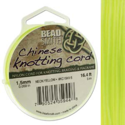Chinese Knotting Cord Neon Yellow - 1.5mm - 5m - KC15NY-5