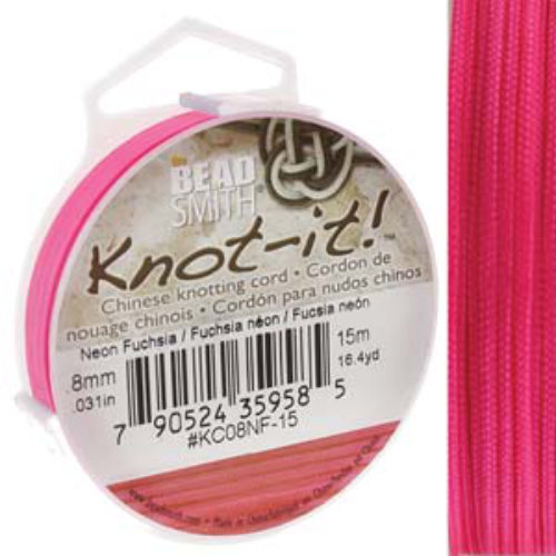 Chinese Knotting Cord Neon Fuchsia - 0.8mm - 15m - KC08NF-15