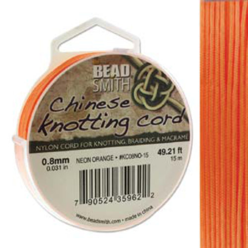 Chinese Knotting Cord Neon Orange - 0.8mm - 15m - KC08NO-15  (Discontinued)