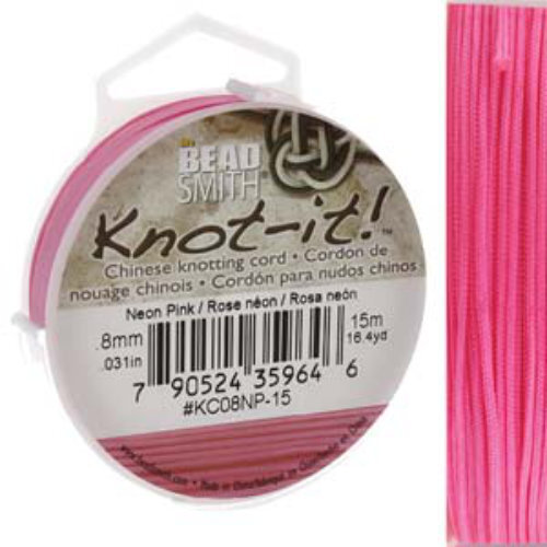 Chinese Knotting Cord Neon Pink - 0.8mm - 15m - KC08NP-15