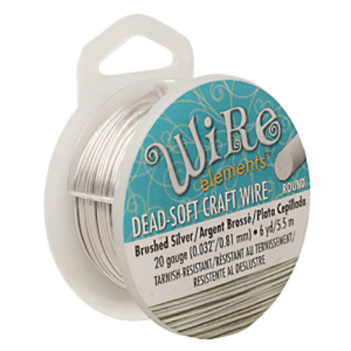 Tarnish Resistant Soft Temper Brush Silver 20 Gauge Round Wire - 6yd / 5.4m Spool - CW20R-BRS-6