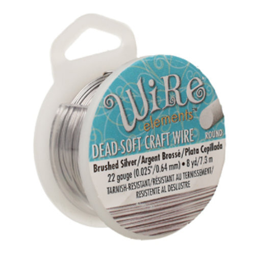 Tarnish Resistant Soft Temper Brush Silver 22 Gauge Round Wire - 8yd / 7.3mm Spool - CW22R-BRS-8