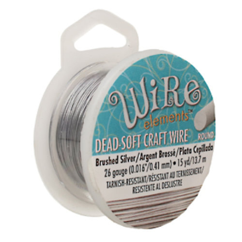 Tarnish Resistant Soft Temper Brush Silver 26 Gauge Round Wire - 15yd / 13m Spool - CW26R-BRS-15