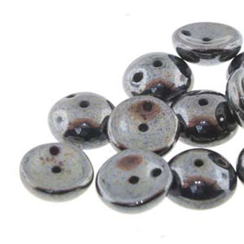 Piggy Beads - 2 Hole - 50 Bead Strand - PGY48-23980-14400 - Jet Hematite