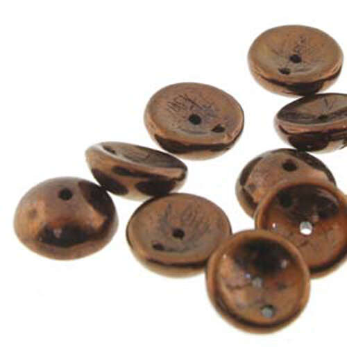 Piggy Beads - 2 Hole - 50 Bead Strand - PGY48-23980-14415 - Jet Bronze Luster