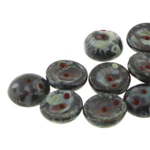 Piggy Beads - 2 Hole - 50 Bead Strand - PGY48-23980-86800 - Jet Picasso