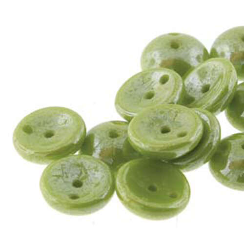 Piggy Beads - 2 Hole - 50 Bead Strand - PGY48-53400-14400 - Green Opaque Hematite