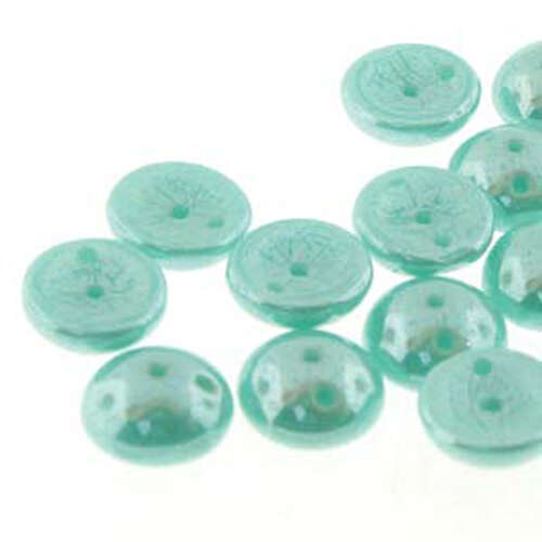 Piggy Beads - 2 Hole - 50 Bead Strand - PGY48-63120-14400 - Green Turquoise Opaque Hematite