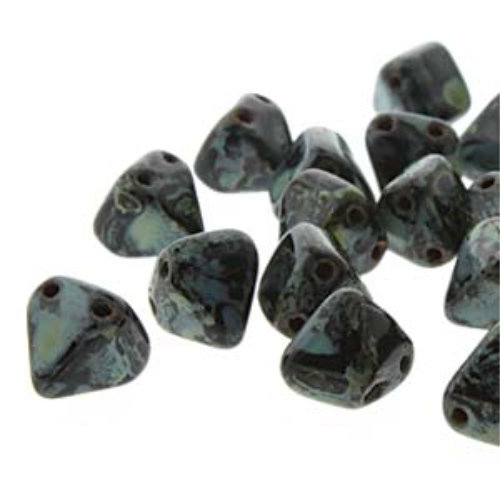 Pyramid Stud 6mm - Jet Picasso - PYR0623980-86800 - 25 Bead Strand