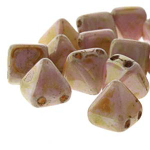 Pyramid Stud 6mm - Chalk Travertine Red - PYR0602020-65491 - 25 Bead Strand