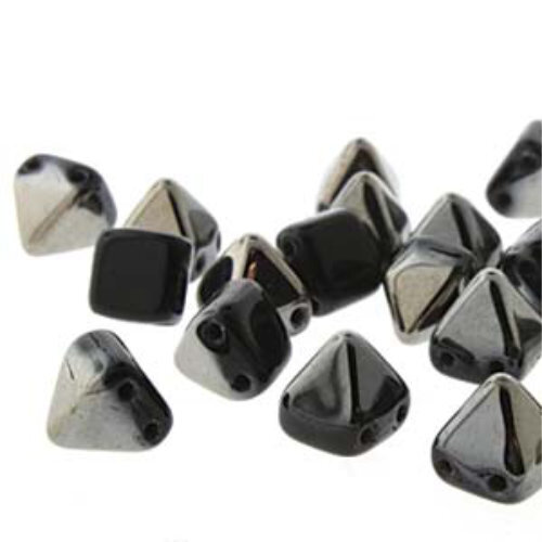 Pyramid Stud 6mm - Jet Chrome - PYR0623980-27401 - 25 Bead Strand