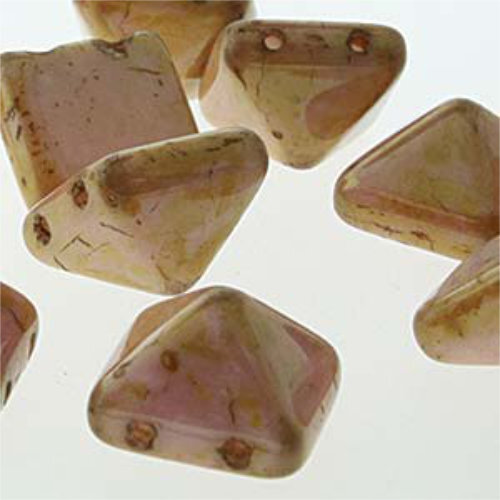 Pyramid Stud 12mm - Chalk Travertine Red - PYR1202020-65491 - 12 Bead Strand