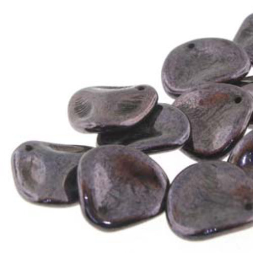 Petal 14mm x 13mm - Jet Travertine Blue - PTL1413-23980-65431 - 50 Bead Strand