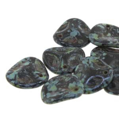 Petal 14mm x 13mm - Jet Picasso - PTL1413-23980-86800 - 50 Bead Strand
