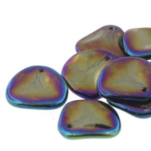 Petal 14mm x 13mm - Jet Rainbow Iris - PTL1413-23980RI - 50 Bead Strand