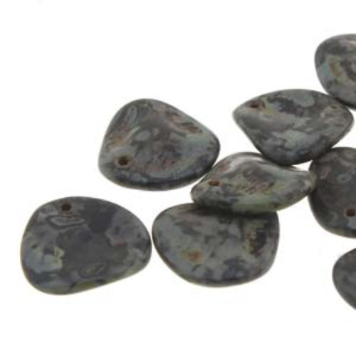 Petal 14mm x 13mm - Matte Jet Picasso - PTL1413-23980-M86800 - 50 Bead Strand