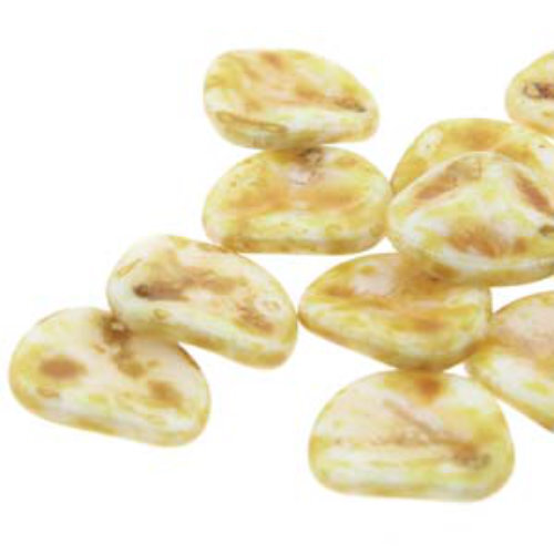 Petal 14mm x 13mm - Chalk Picasso - PTL1413-02020-86800 - 50 Bead Strand