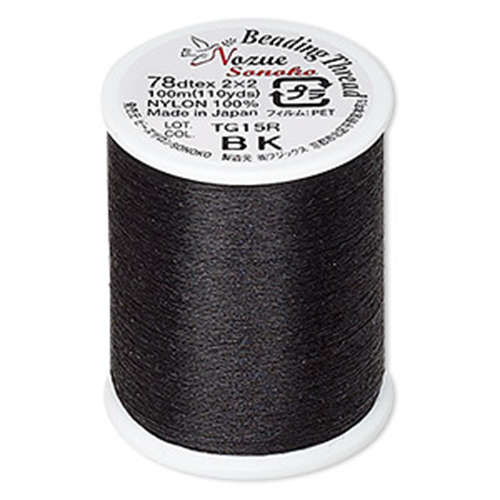 Nozue Sonoko 78D-TEX Beading Thread - 110 Yard / 100m Spool - Black - NS78BK