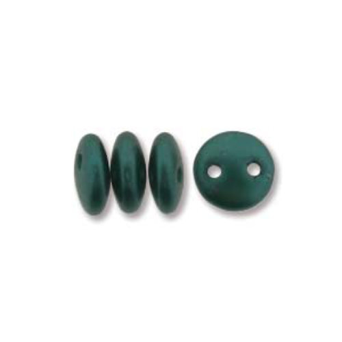 CzechMates 2 Hole Lentil 6mm - Pastel Dark Green - 02010-25027 - 50 Bead Strand