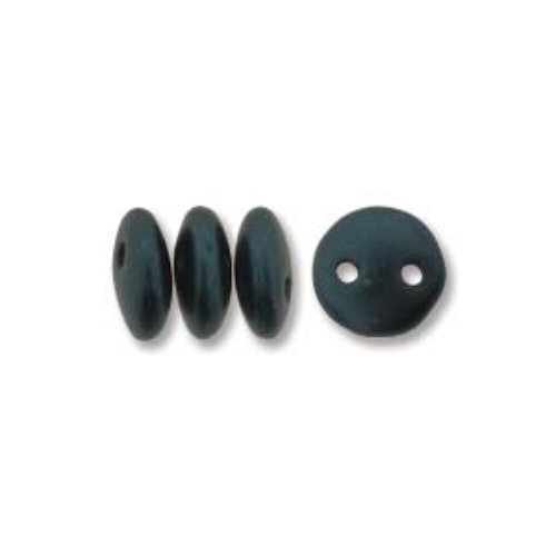 CzechMates 2 Hole Lentil 6mm - Pastel Petrol - 02010-25033 - 50 Bead Strand
