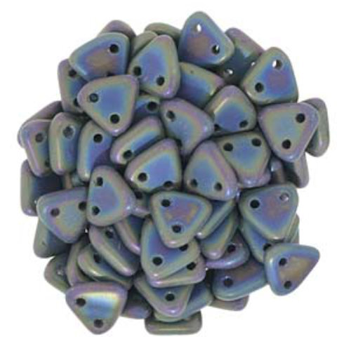 CzechMates 6mm Triangle Beads - 2 Hole - Matte Iris Green - TRI06-23980-21155 - 100gm Bag