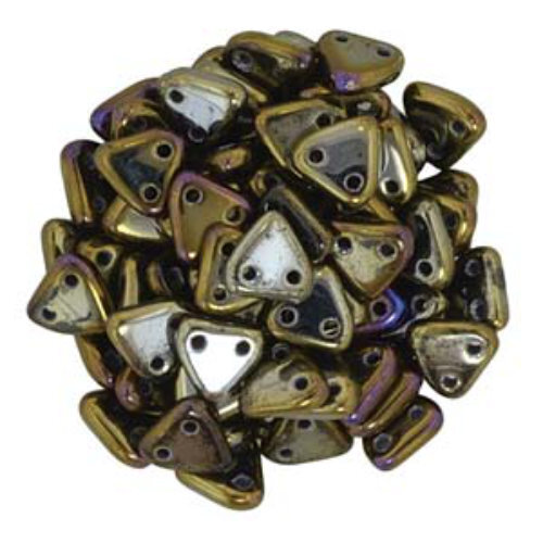 CzechMates 6mm Triangle Beads - 2 Hole - Iris Brown - TRI06-23980-21415 - 100gm Bag