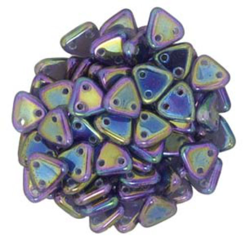 CzechMates 6mm Triangle Beads - 2 Hole - Iris Purple - TRI06-23980-21495 - 100gm Bag