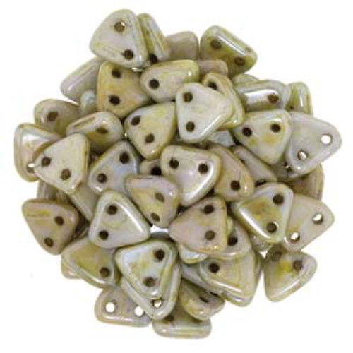 CzechMates 6mm Triangle Beads - 2 Hole - Chalk Lazure Green - TRI06-03000-65455 - 100gm Bag