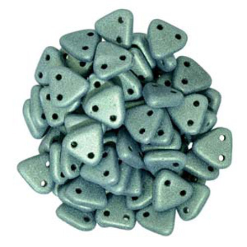 CzechMates 6mm Triangle Beads - 2 Hole - Metallic Suede Light Green - TRI06-23980-79051 - 100gm Bag