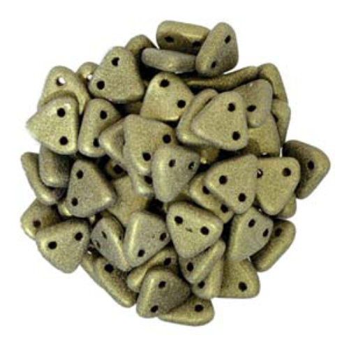 CzechMates 6mm Triangle Beads - 2 Hole - Metallic Suede Gold - TRI06-23980-79080 - 100gm Bag