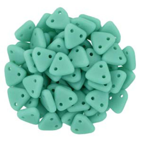 CzechMates 6mm Triangle Beads - 2 Hole - Matte Opaque Turquoise - TRI06-63130-84100 - 100gm Bag