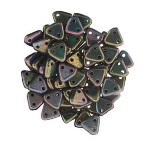 CzechMates 6mm Triangle Beads - 2 Hole - Persian Turqoise Bronze - TRI06-LH63150 - 100gm Bag
