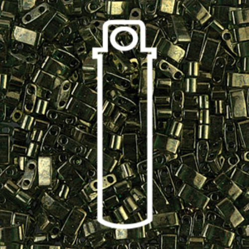 Miyuki Half Tila Bead - TLH0306 - Olive Green Gold Luster - 7.8gm Tube