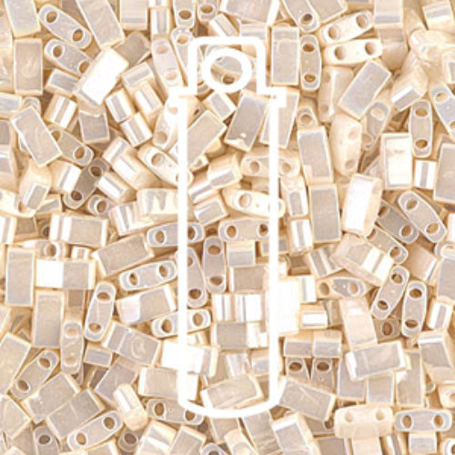 Miyuki Half Tila Bead - TLH0592 - Antique Ivory Pearl Ceylon - 7.8gm Tube