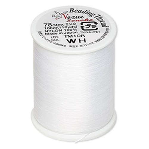 Nozue Sonoko 78D-TEX Beading Thread - 110 Yard / 100m Spool - White - NS78WH