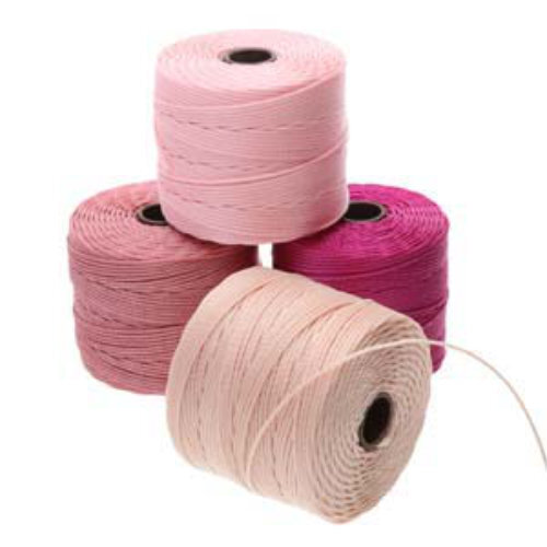 S-Lon Standard Twist Bead / Macrame Cord (TEX210) - Tulip Mix - Natural / Magenta / Rose / Light Pink - 77yd Spools - SLBC-MIX9