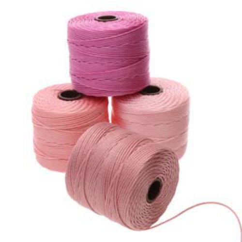 S-Lon Standard Twist Bead / Macrame Cord (TEX210) - Tea Rose Mix - Coral Pink / Light Pink / Rose / Light Orchid - 77yd Spools - SLBC-MIX10