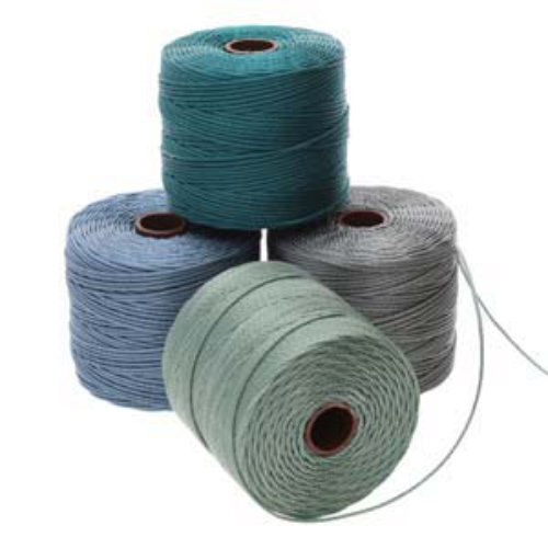 S-Lon Standard Twist Bead / Macrame Cord (TEX210) - Ocean Mist Mix - Green Blue / Celery Green / Ice Blue / Steel - 77yd Spools - SLBC-MIX11
