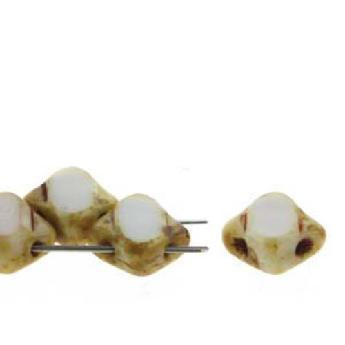 Silky 6mm Table Cut - White Opal Travertine - SQ2C06-03000-86800 - 40 Bead Strand