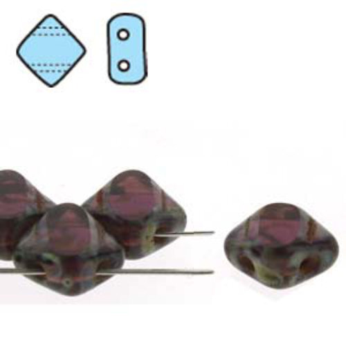 Silky 6mm Table Cut - Dark Amethyst Travertine - SQ2C06-20080-86800 - 40 Bead Strand