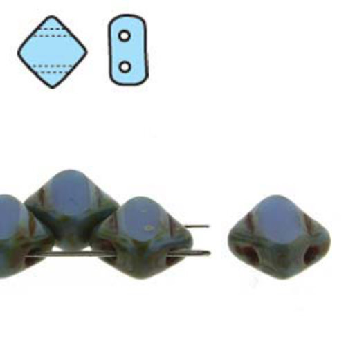Silky 6mm Table Cut - Opaque Blue Travertine - SQ2C06-33100-86800 - 40 Bead Strand